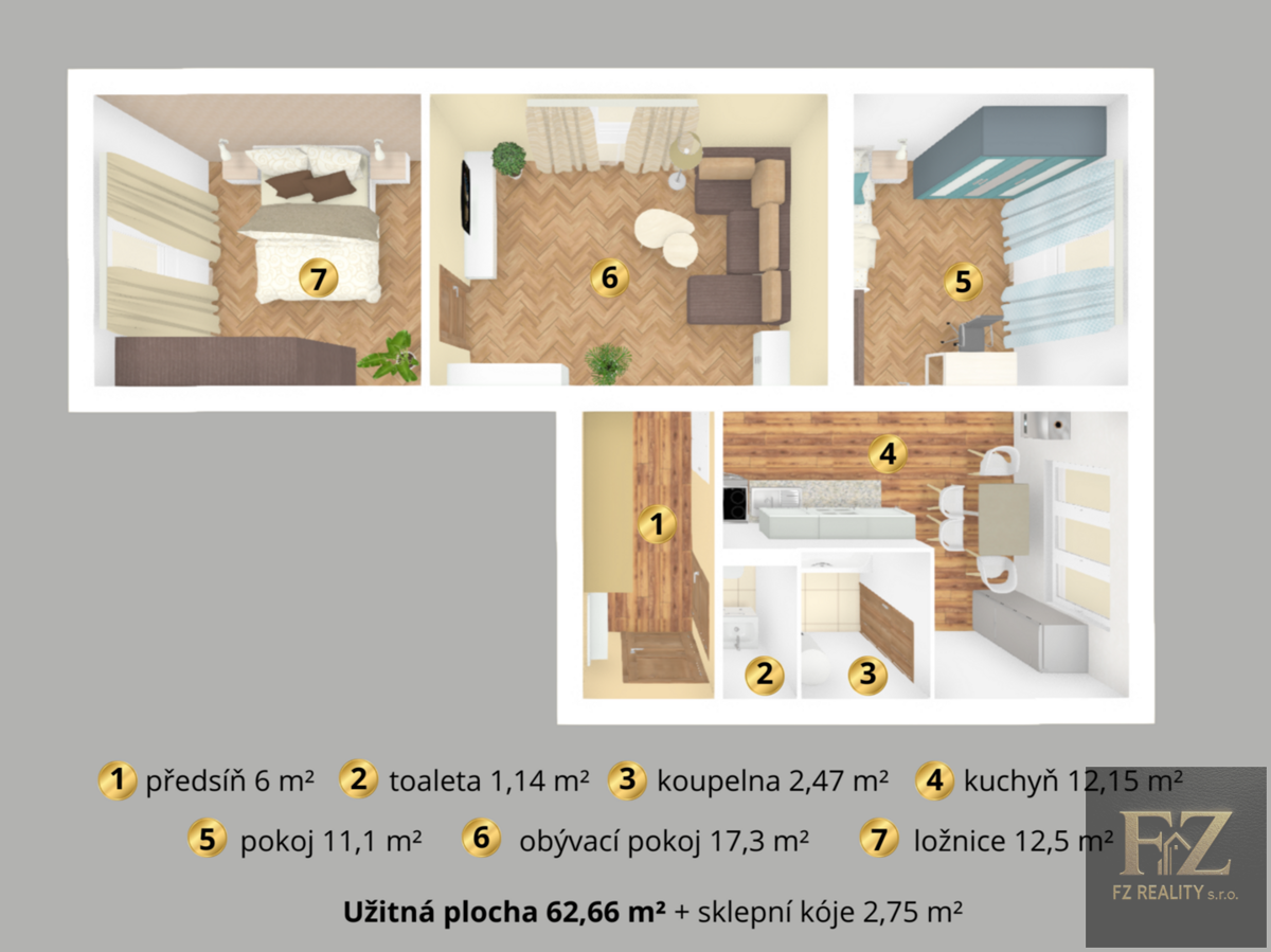 Photo 3 - Apartment for sale · 3+1 · 63 m²