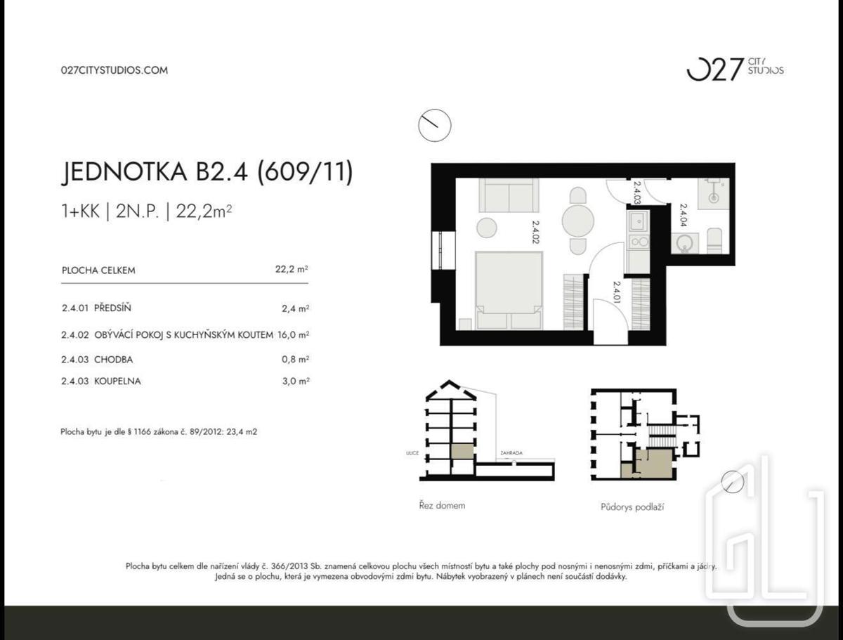Photo 4 - Apartment for sale · 1+kk · 24 m²