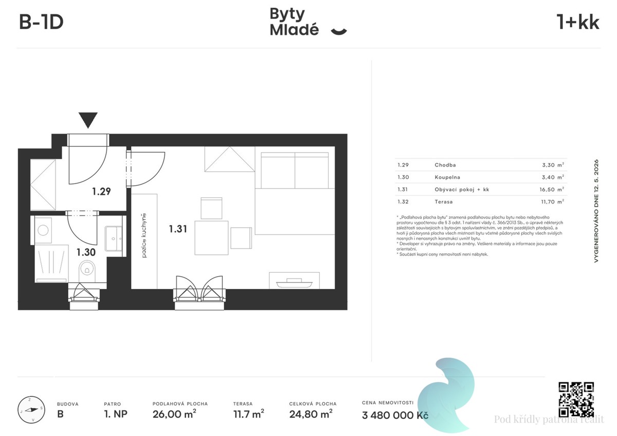 Fotografie 2 - Prodej bytu · 1+kk · 26 m²