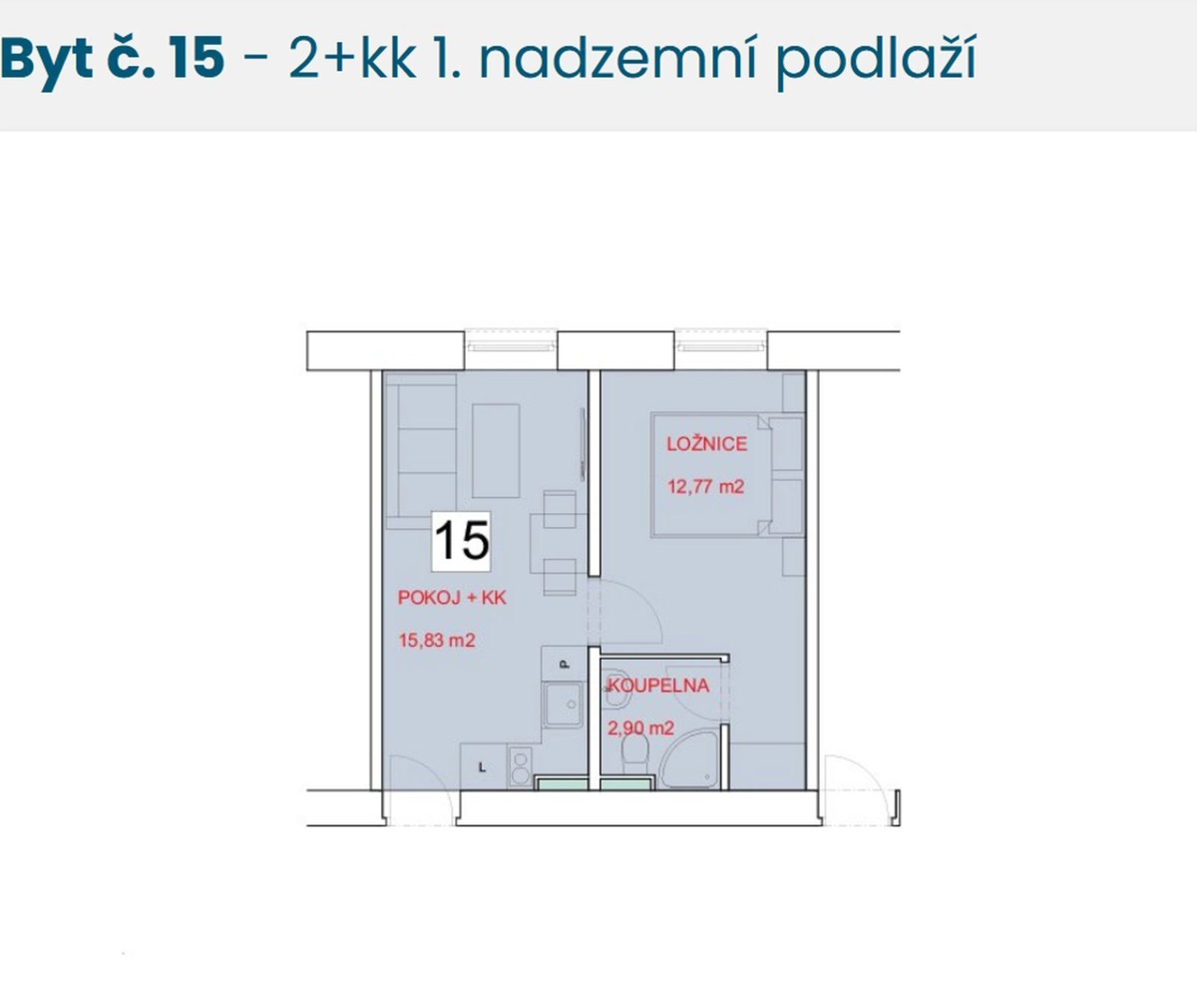 Fotografie 2 - Pronájem bytu · 2+kk · 32 m²