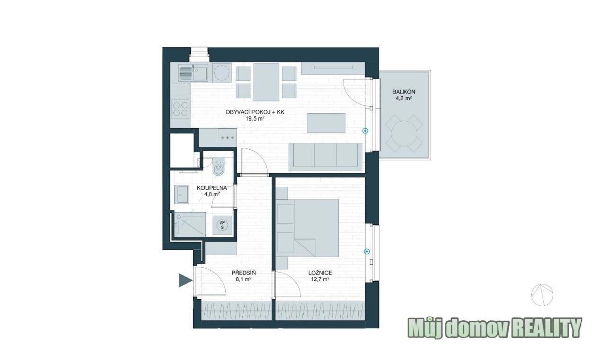 Fotografie 3 - Pronájem bytu · 2+kk · 48 m²