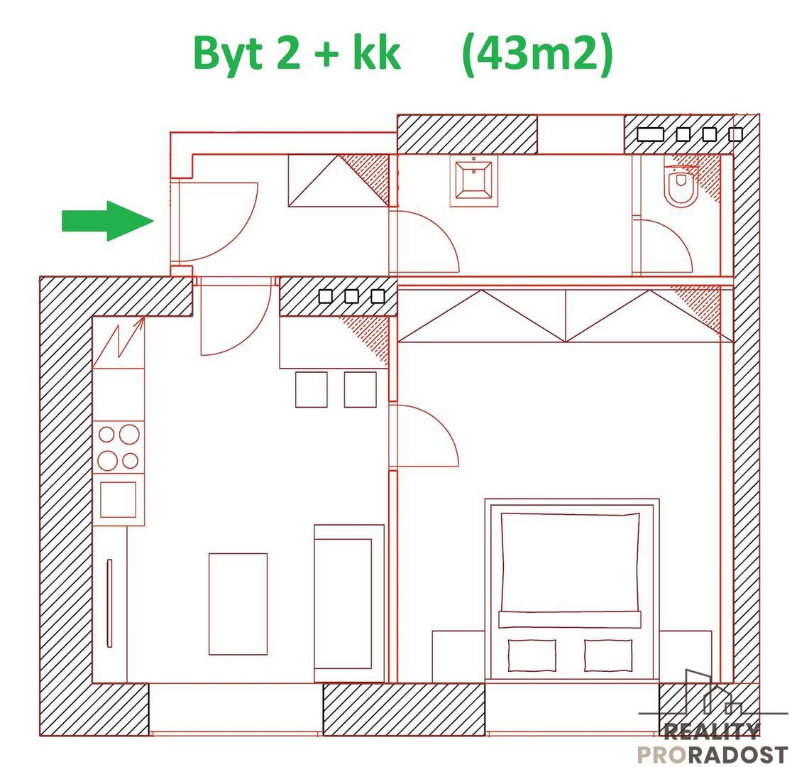 Фото 3 - Аренда квартиры · 2+kk · 43 m²